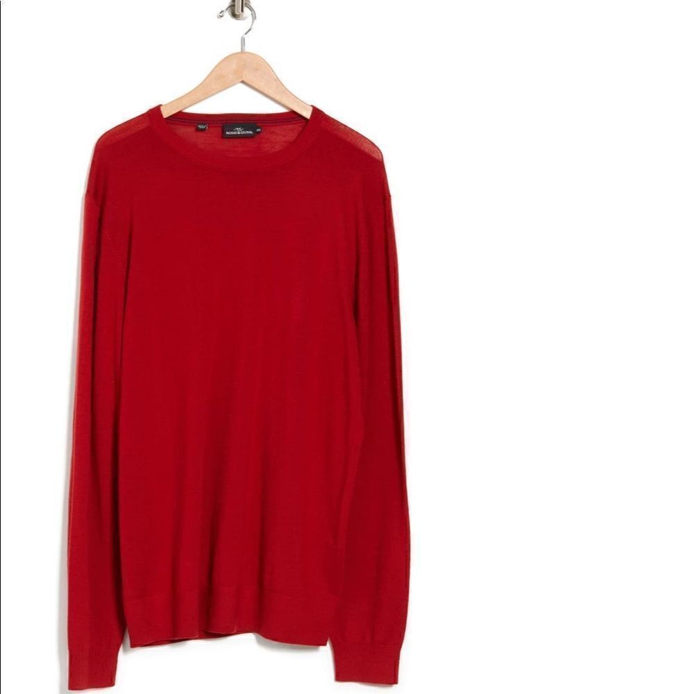 Rodd&Gunn Men’s merino wool crew neck pullover sweater in red 💥 size M, NWT